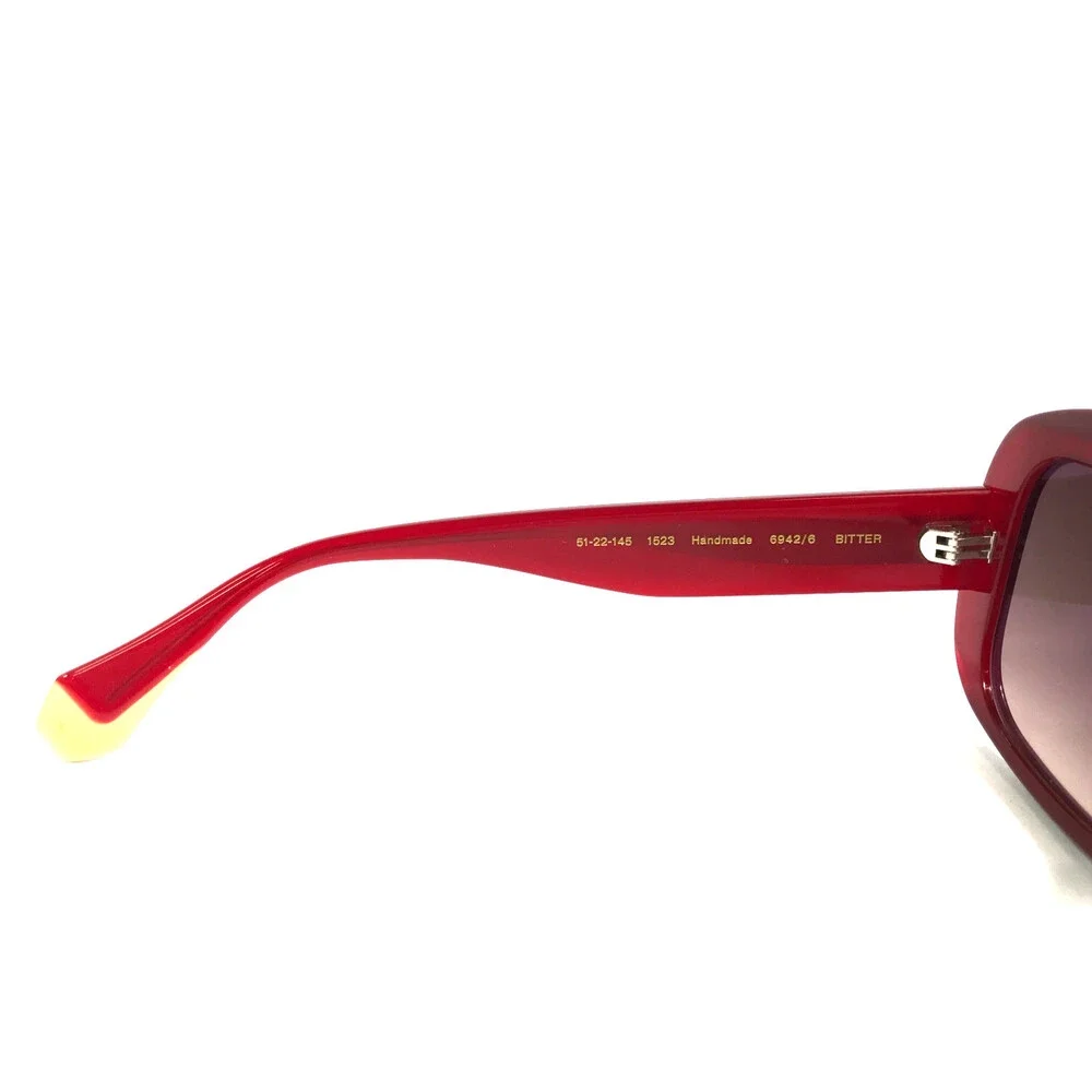 Gigi Studios Sunglasses BITTER 6942/6 Red Square Frames w/ Brown Gradient Lenses